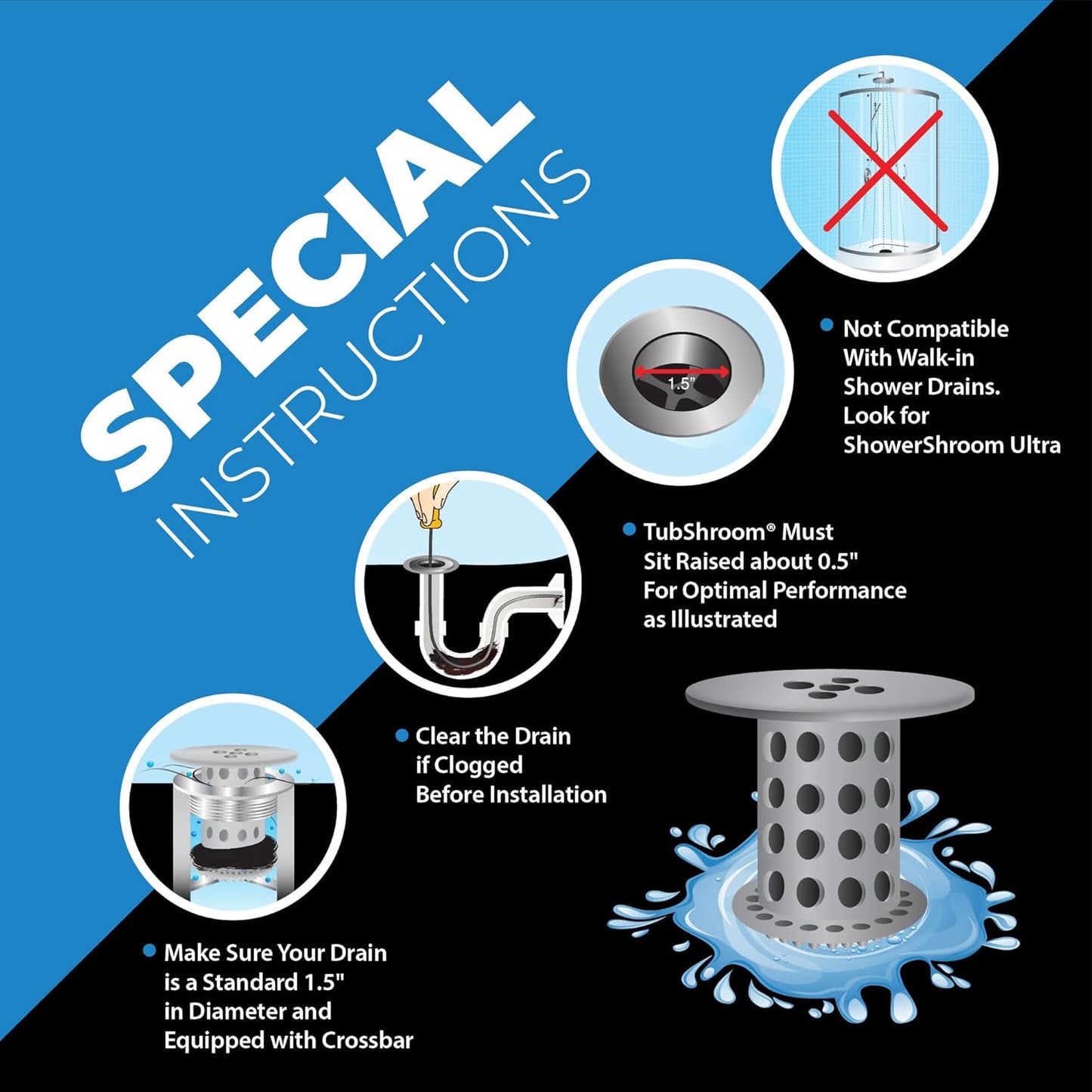 TubShroom_the_Revolutionary_Tub_Drain_Protector_Hair_Catcher/Strainer/Snare,_Gray_(TSGRA454)