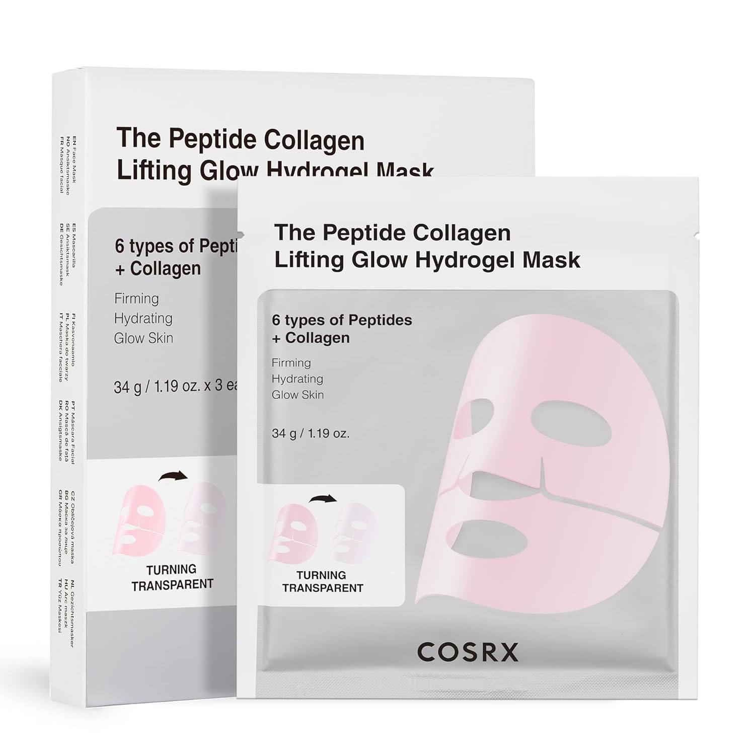 COSRX_Pink_Peptides_Collagen_Lifting_Glow_Hydrogel_Face_Masks_Skincare_3_EA,_Collagen_Face_Mask,_Travel_Essentials,_Overnight_Face_Mask,_Korean_SkinCare