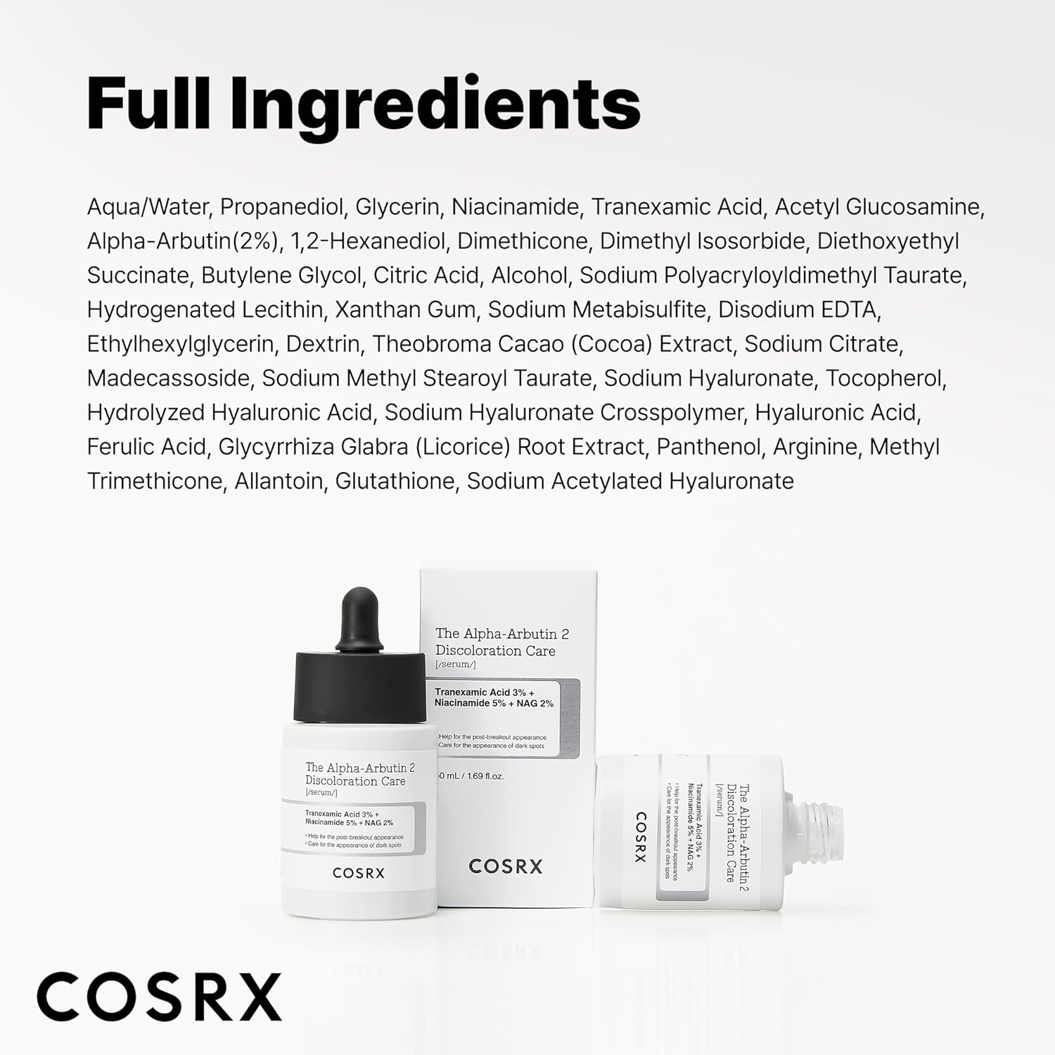 COSRX_2%_Alpha_Arbutin_Discoloration_Care_Face_Serum_with_Niacinamide,_Glutathione_&_Tranexamic_Acid,_Dark_Spot,_Uneven_Tone_Care,_Daily_Korean_Skin_Care,_Mothers_Day_Gifts_for_Woman,_1.7_fl_oz