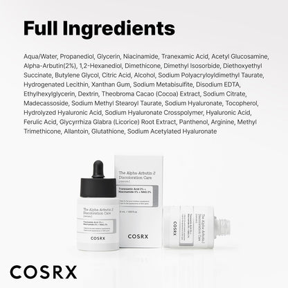 COSRX_2%_Alpha_Arbutin_Discoloration_Care_Face_Serum_with_Niacinamide,_Glutathione_&_Tranexamic_Acid,_Dark_Spot,_Uneven_Tone_Care,_Daily_Korean_Skin_Care,_Mothers_Day_Gifts_for_Woman,_1.7_fl_oz