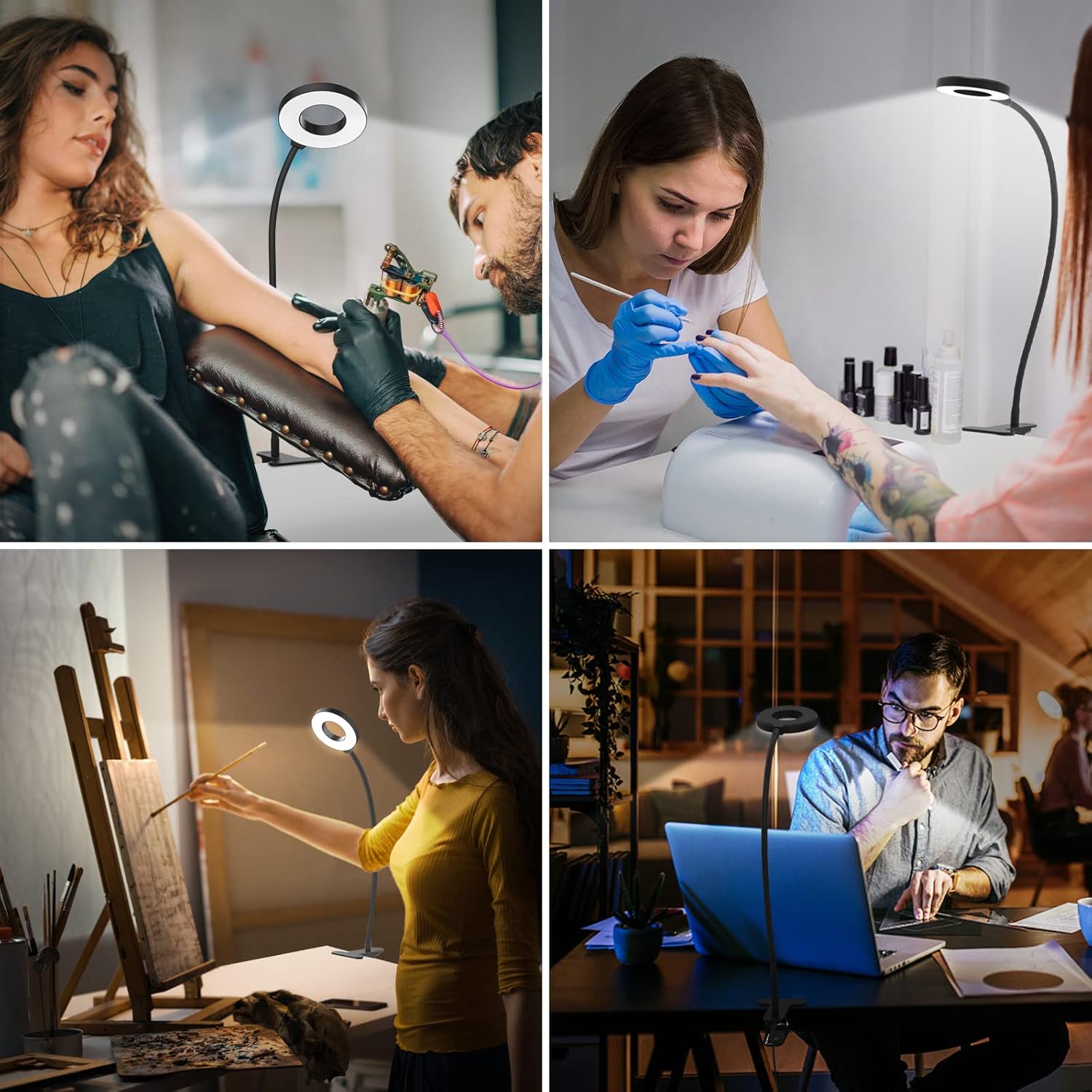 iZELL_Desk_Lamp,_[3_Color_Modes_&_10_Brightness]_LED_Reading_Light_with_Clamp,_Silicone_Flexible_Arm_Book_Light_for_Kids_Reading_Book_in_Bed_at_Night_Clip_on_Table,_Headboard,_Dorm_-_15.8‘’_Black