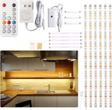 WOBANE Under Cabinet LED Lighting Kit, 6 PCS Dimmable LED Strip Lights with Remote Control Dimmer, 24W Adapter, Hidden 2700K Warm White/ Natural White Set, Bright 1500lm, Timing, Kitchen, Counter, Shelf, Showcase