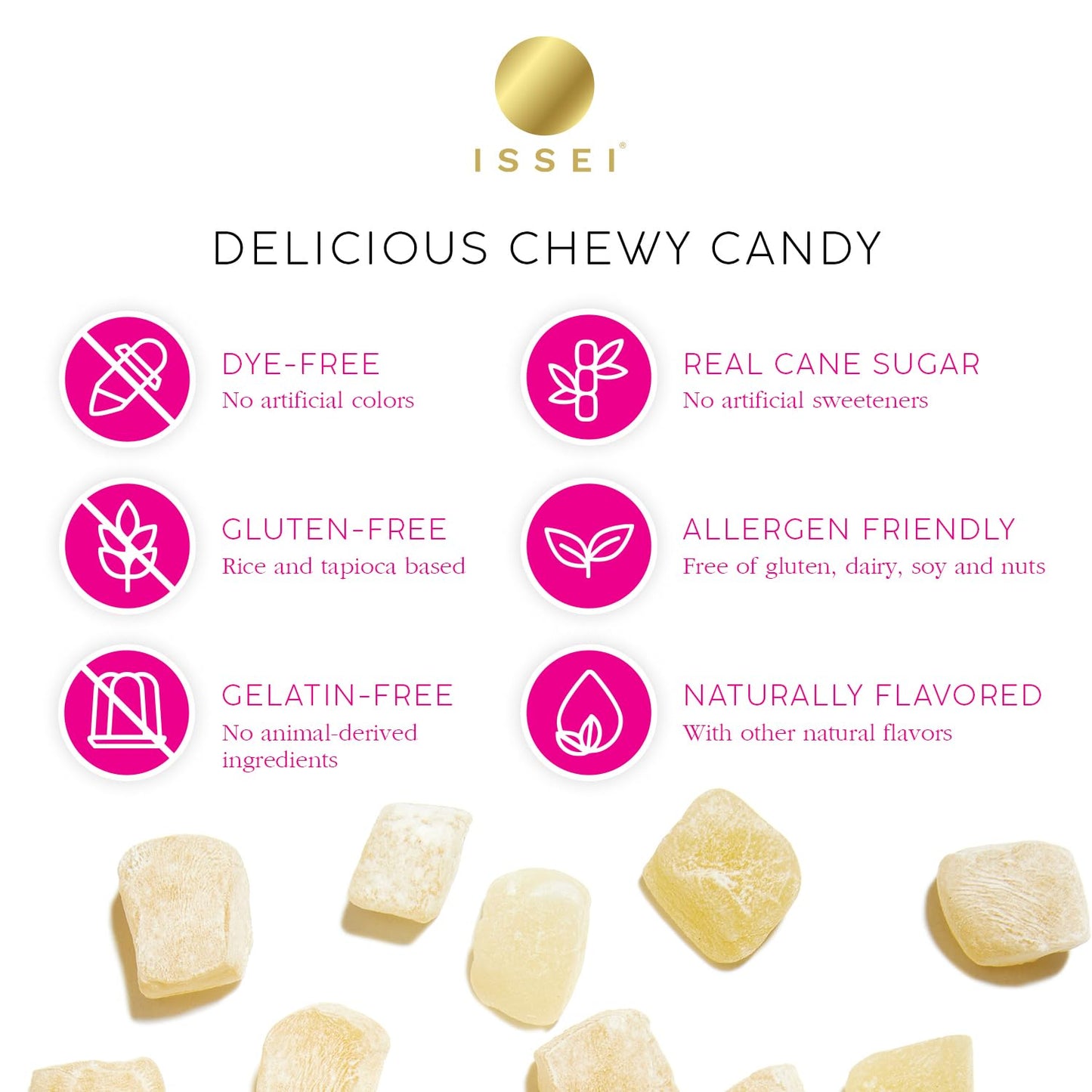 ISSEI_Sour_Cherry_Mochi_Gummies_|_Dye-Free_Candy_|_Gluten-Free_|_Real_Sugar,_No_Artificial_Flavors_or_Colors_|_Award-Winning_Japanese_Candy_|_4_Oz_1-Pack