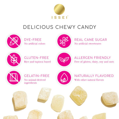 ISSEI_Sour_Cherry_Mochi_Gummies_|_Dye-Free_Candy_|_Gluten-Free_|_Real_Sugar,_No_Artificial_Flavors_or_Colors_|_Award-Winning_Japanese_Candy_|_4_Oz_1-Pack