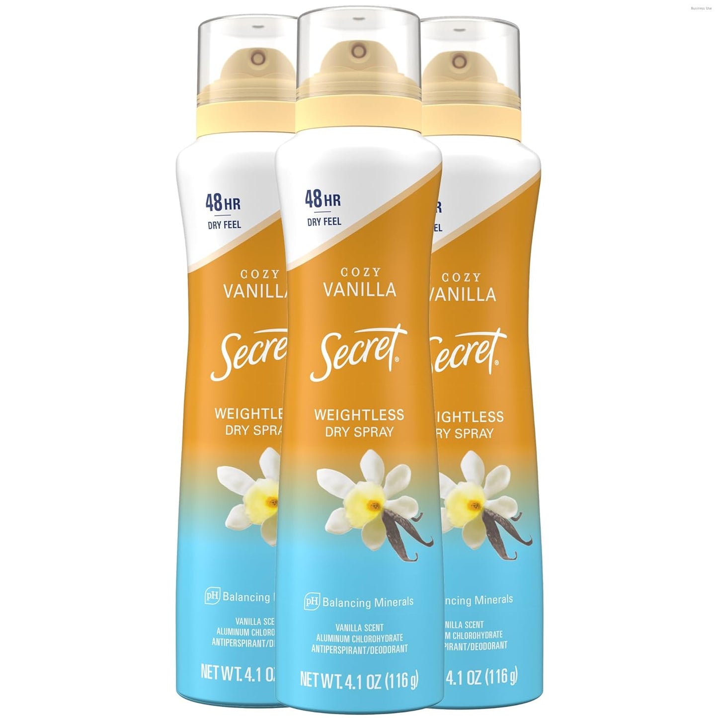 Secret_Dry_Spray_Antiperspirant_Deodorant_for_Women,_48hr_Weightless_Sweat_&_Odor_Protection,_Gentle_on_Skin,_Cozy_Vanilla_Scent,_4.1_oz_(Pack_of_3)