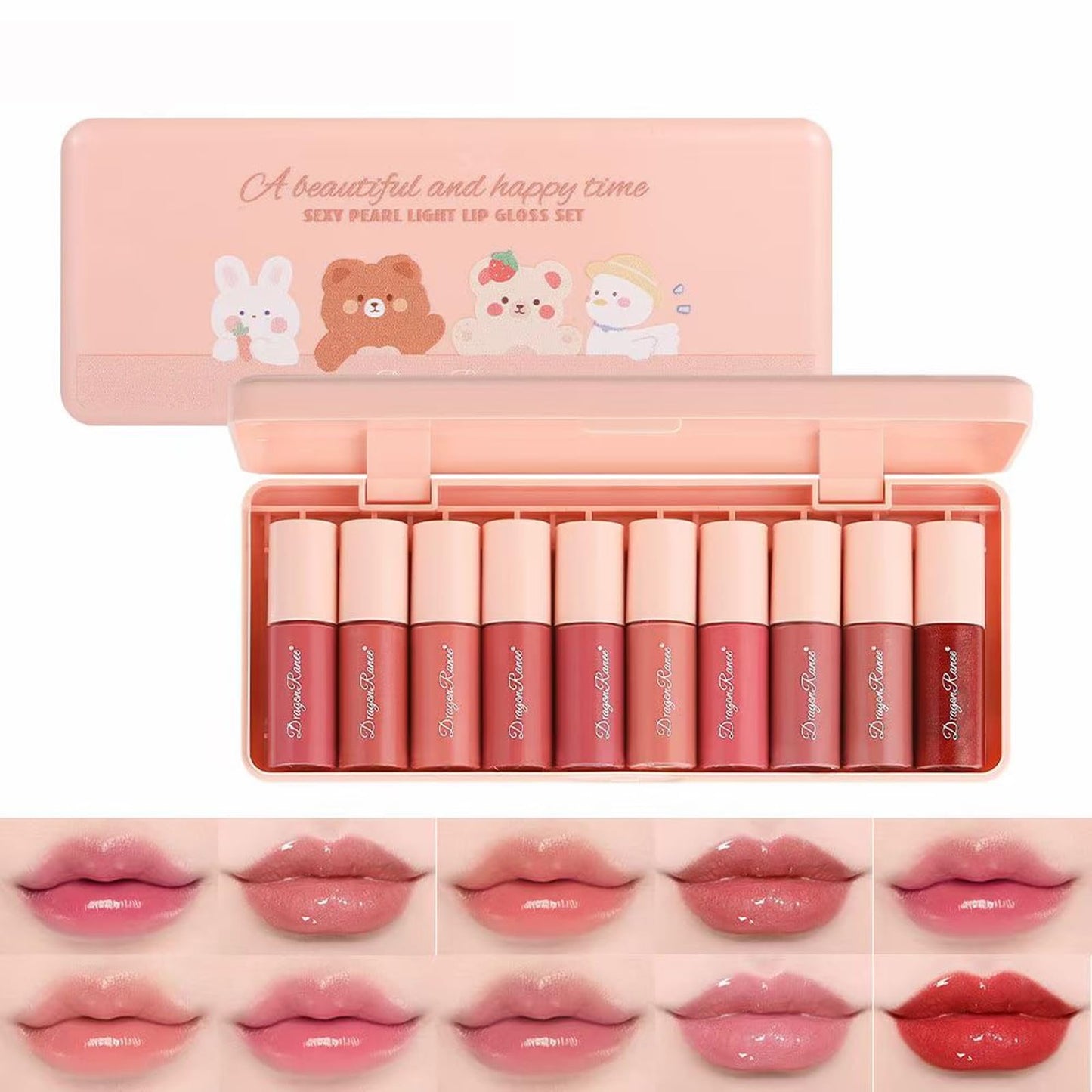 Minfei 10 Colors Lip Tint Stain Set,Mini Liquid Lipstick, Korean Lip Gloss Watery Lip Stain, Multi-Use Lip and Cheek Tint,Long Lasting Non-Stick Cup Waterproof Lightweight Lip Makeup, Orange