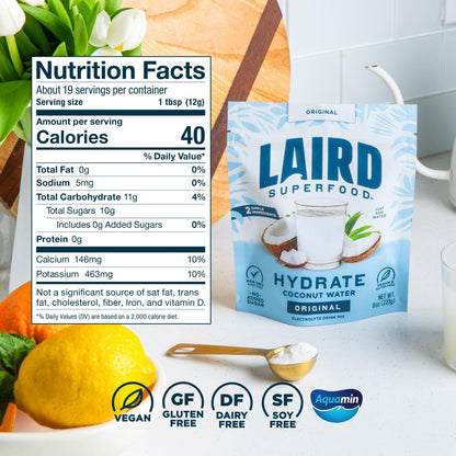 Laird_Superfood_HYDRATE_Coconut_Water_Powder_Drink_Supplement_with_Coconut_Water_and_Auqamin,_All_Natural,_No_Added_Sugars,_Gluten-Free,_Non-GMO,_Vegan,_8_oz._Bag,_Pack_of_1