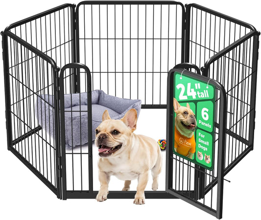 FXW_Homeplus_Unleashed_Indoor_Dog_Playpen_-_Stress-Free_and_Safe_Play,_Heavy_Duty_24_Inch_6_Panels_Dog_Pen_for_Puppy_and_Small_Dogs,_Black│Patented