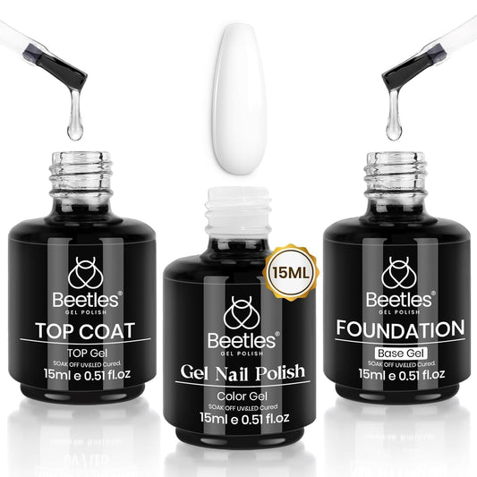 Beetles_3Pcs_15ml_White_Gel_Nail_Polish_and_No_Wipe_Gel_Top_Coat_&_Base_Coat_Set,_Soak_Off_UV_Lamp_and_Long_Lasting_Glossy_Top_Coat_French_Manicure_Art_Design_Kit