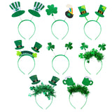 8Pcs St. Patrick's Day Headbands, Green Shamrock Clover Hats Headband Boppers, Saint Patricks Day Irish Headwear Costume Accessories Top Hat Head Band Bopper Party Favors for Women Men