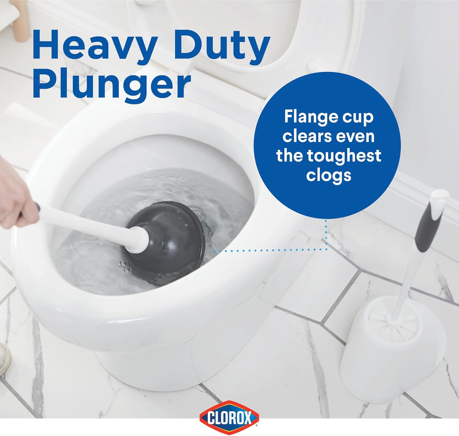 Clorox_Toilet_Plunger_and_Bowl_Brush_Combo_with_Caddy,_6.75_x_7_x_19.5_in,_White/Gray