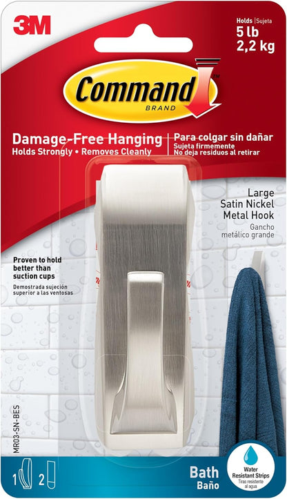 Command_Modern_Reflections_Large_Metal_Bath_Hook,_Satin_Nickel,_1-Hook_with_Water-Resistant_Strips,_Organize_Damage-Free