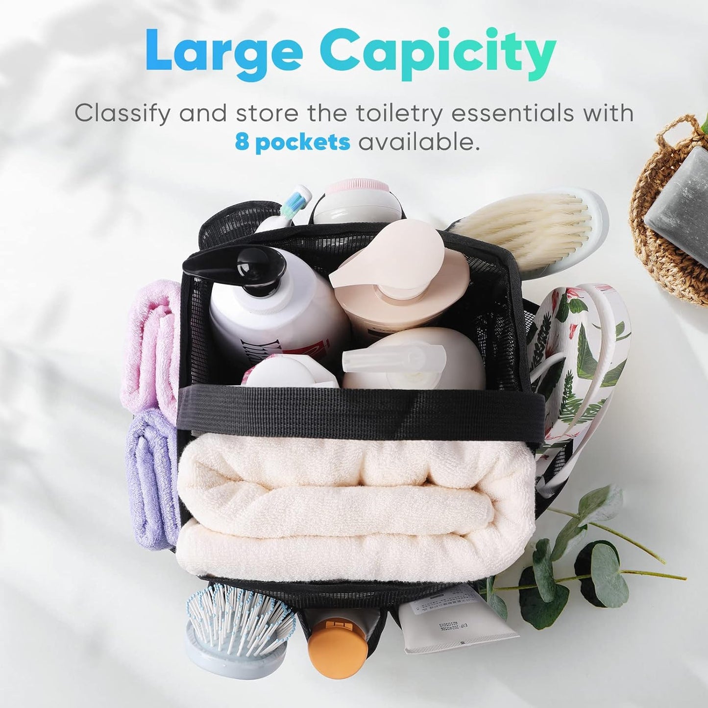 EUDELE_Mesh_Shower_Caddy_Portable_for_College_Dorm_Room_Essentials,_Shower_Caddy_Dorm_with_9-Pocket_Large_Capacity_for_Beach,_Swimming,_Gym,_Camping,_Travel_essentials