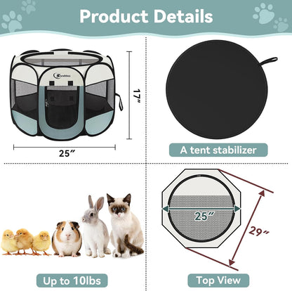 Siedihit_Dog_Cat_Playpen,_Puppy_Pet_Playpen_Indoor_for_Small_Dog_Crate_Tent_Cage_Outdoor,_Portable_Pop_Up_Dogs_Enclosure_Kennel_with_Carrying_Case_for_Dogs/Cats/Rabbits(Grey,_Small