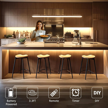 echosari_Strip_Lights_Battery_Operated,_3.3FT_Tape_Light_with_Self-Adhesive_Timer_Dimmable_Cuttable_Remote_Control_for_Indoor_Stairs_Cabinets_Shelves_TV_Home_Decor_(Warm_White/Cool_White)