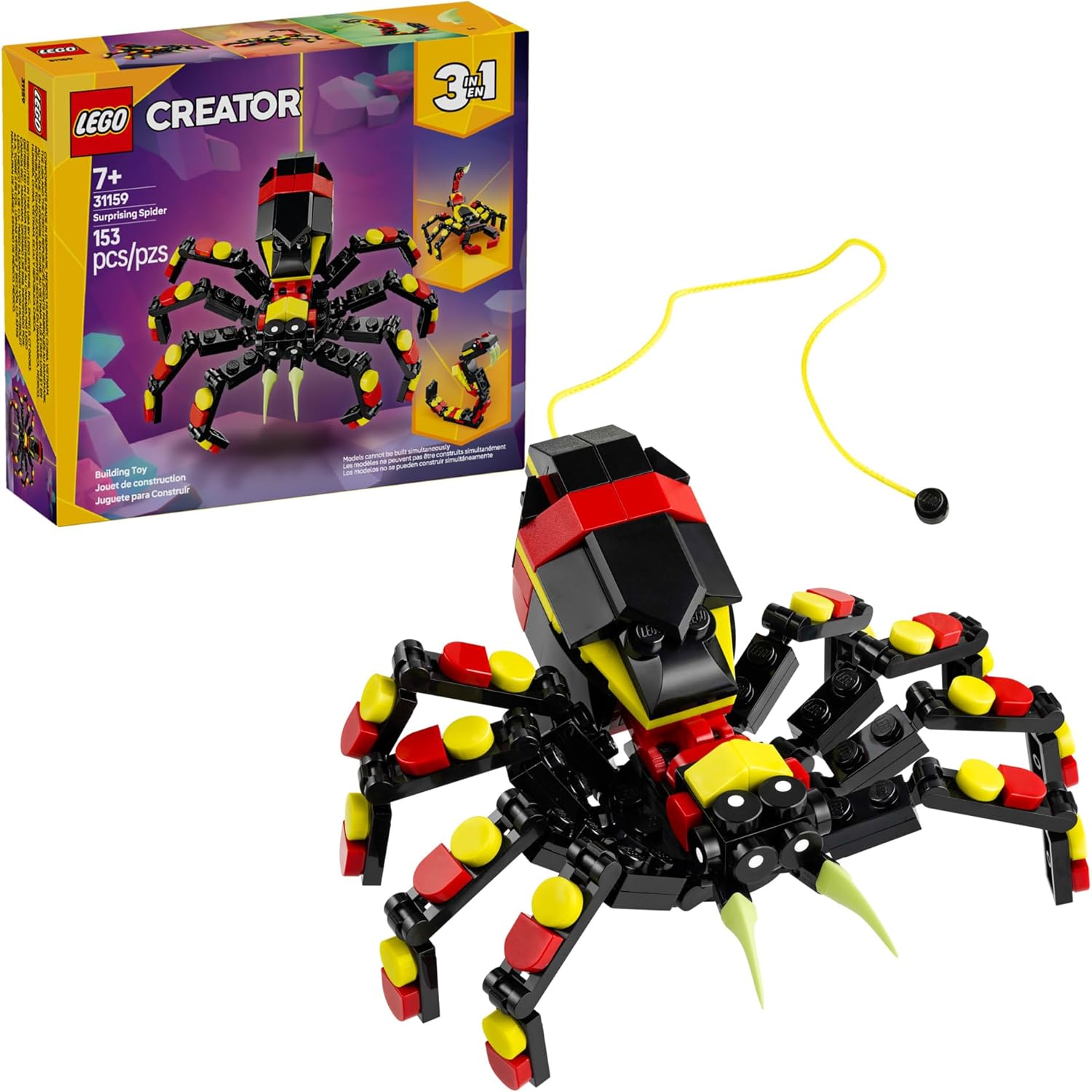LEGO_Creator_3_in_1_Wild_Animals_Surprising_Spider_Toy_-_Building_Toy_with_3_Build_Options,_Spider,_Scorpion,_or_Snake_-_Animal_Figures_for_Kids,_Boys_&_Girls,_Ages_7+_-_Gift_Idea_for_Birthday_-_31159