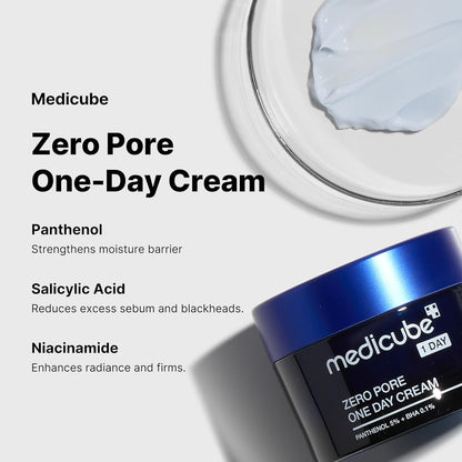 Medicube_Zero_Pore_One-Day_Cream_1.69_fl.oz_-_Visibly_Smaller_Pores,_Controls_Excess_Oil_-_Pore_Refining_Cream_with_Panthenol,_Salicylic_Acid,_and_Niacinamide_-_Korean_Skincare