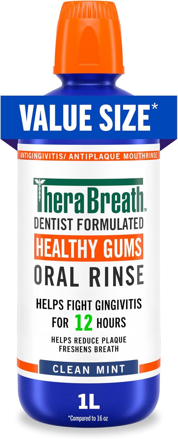 TheraBreath_Healthy_Gums_Oral_Rinse,_Antigingivitis,_Clean_Mint_Flavor,_Dentist_Formulated_to_Help_Prevent_Gingivitis_and_Support_Gum_Health,_Alcohol_Free,_1_Liter