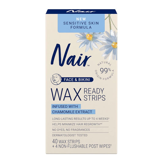 Nair_Sensitive_Hair_Remover_Wax_Ready_Strips,_Face_and_Bikini_Hair_Removal_Wax_Strips,_40_Count