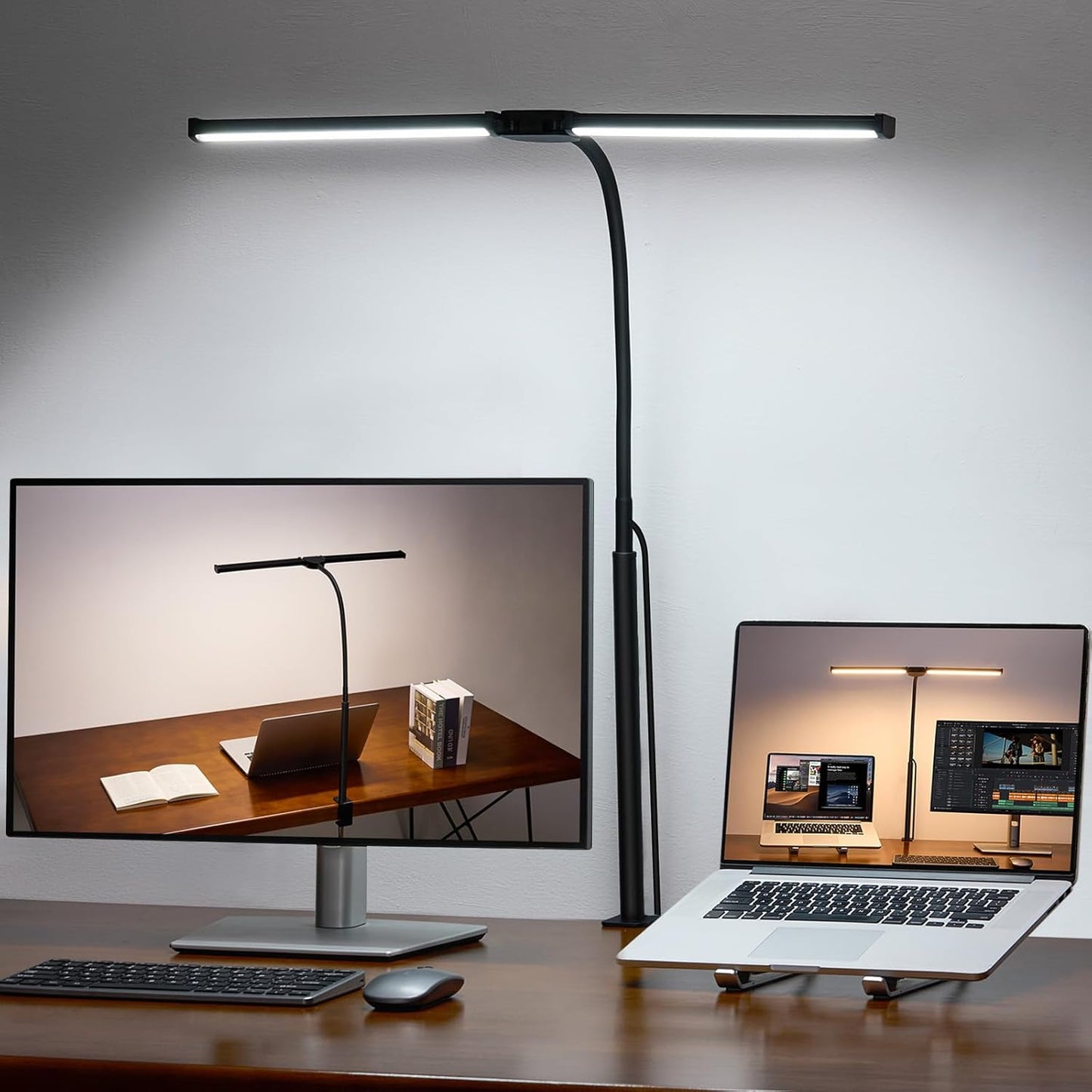 LED_Desk_Lamp_for_Home_Office,_Double_Head_Architect_Light_with_Clamp,_Computer_Monitor_Clip_on_Light,_3_Modes_and_10_Brightness,_Adjustable_Flexible_Goose-Neck,_Table_Task_Lamp,_Black