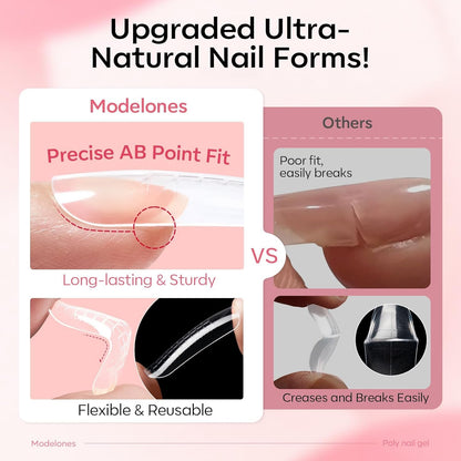 Modelones_Poly_Gel_Nail_Kit_3_Colors_Clear_White_Apricot_with_Slip_Solution_Dual_Nail_Forms_Top_Base_Coat_Extension_Builder_Gel_Enhancement_Professional_Starter_Kit_DIY_Nail_Art_Salon_Use