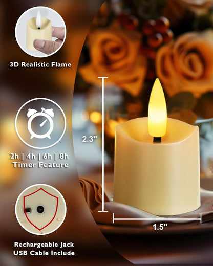 Homemory_Rechargeable_Flameless_Candles,_2/4/6/8H_Timer_LED_Votive_Candles,_6_PCS_Battery_Operated_Tea_Lights_with_Timer_for_Table,_Wedding,_Christmas_(USB_Charging_Cable_Included)