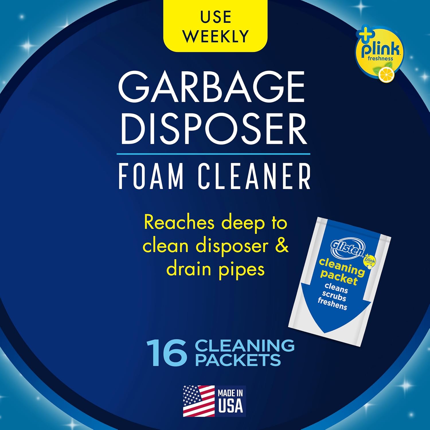 Glisten_Garbage_Disposer_Cleaner_and_Freshener_with_Foaming_Action,_Helps_Remove_Buildup_in_Drains,_Lemon_Scent,_Made_in_the_USA,_16_Packets