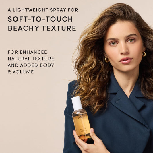 OUAI_Travel_Size_Wave_Spray_-_Texture_Spray_for_Hair_with_Coconut_Oil_and_Rice_Protein_-_Adds_Texture,_Volume_&_Shine_for_Beach_Waves_-_Paraben_Free,_Safe_for_Color_&_Keratin-Treated_Hair_(3_fl_oz)