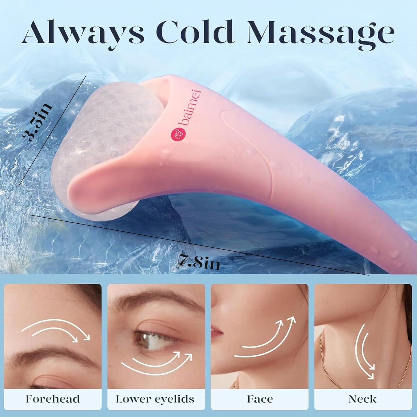 BAIMEI_IcyMe_Ice_Roller_for_Face_and_Gua_Sha_Facial_Tool_Set,_Ice_Face_Roller_Reduces_Puffiness_Relieves_Migraines_Skin_Care_Tools,_Self_Care_for_Women_-_Pink