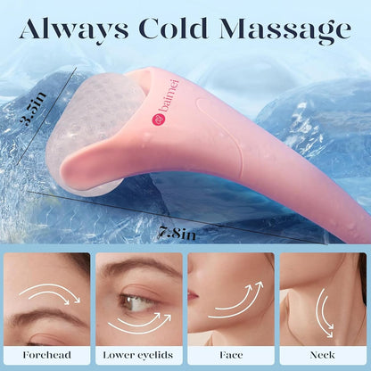 BAIMEI_IcyMe_Ice_Roller_for_Face_and_Gua_Sha_Facial_Tool_Set,_Ice_Face_Roller_Reduces_Puffiness_Relieves_Migraines_Skin_Care_Tools,_Self_Care_for_Women_-_Pink