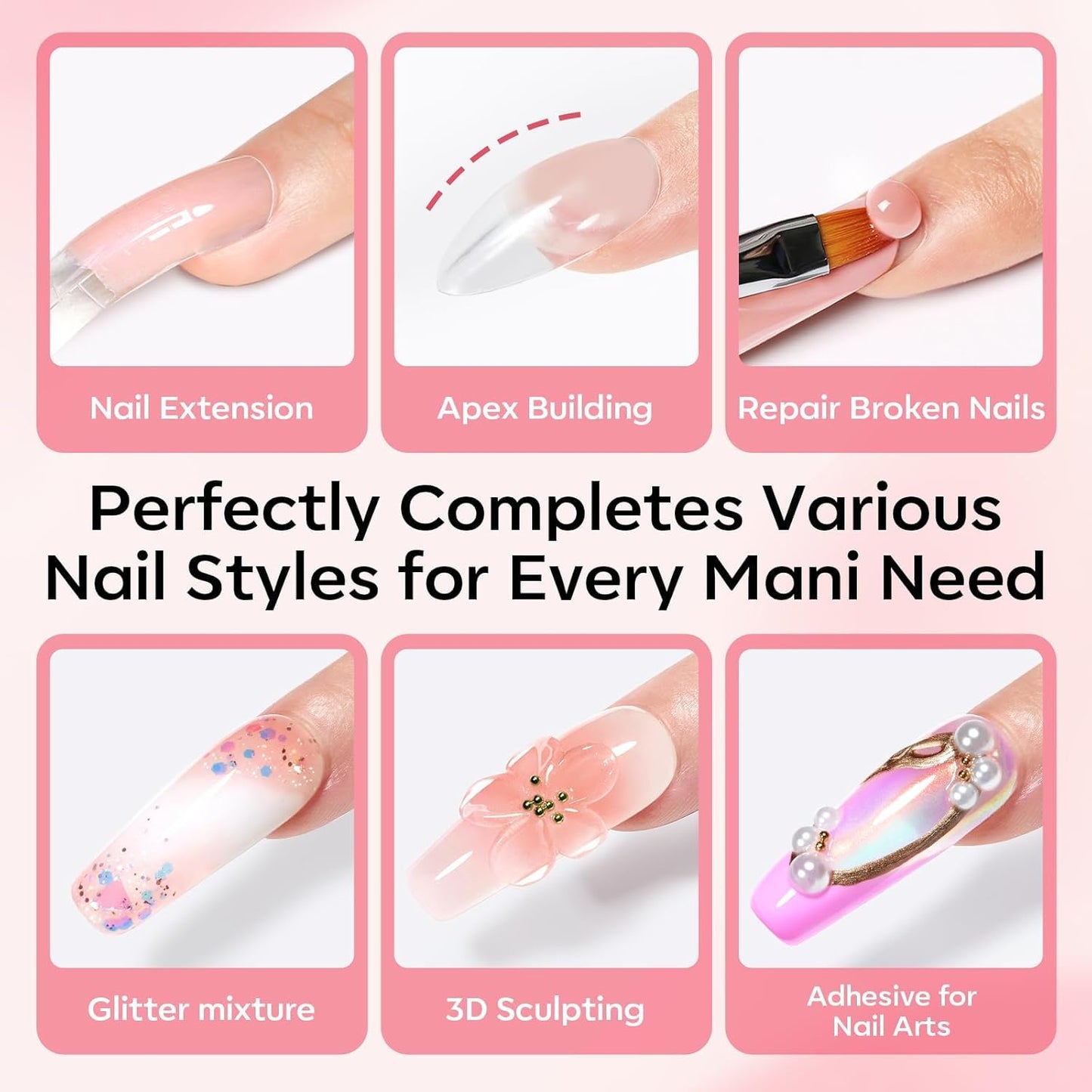Modelones_Poly_Gel_Nail_Kit_3_Colors_Clear_White_Apricot_with_Slip_Solution_Dual_Nail_Forms_Top_Base_Coat_Extension_Builder_Gel_Enhancement_Professional_Starter_Kit_DIY_Nail_Art_Salon_Use