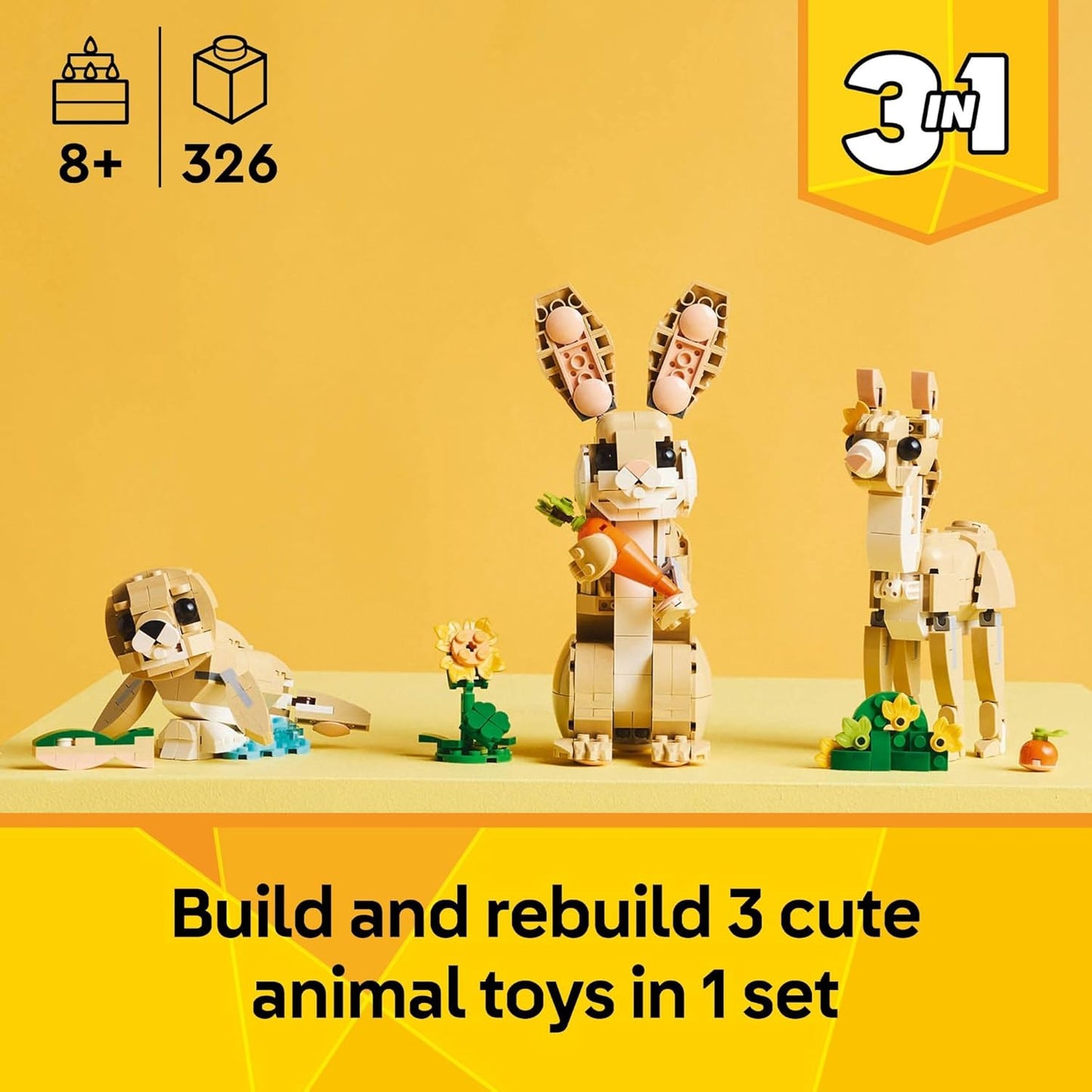 LEGO_Creator_3_in_1_Cute_Bunny_Toy_-_Building_Toy_for_Girls_and_Boys,_Ages_8+_-_Gift_for_Easter_Basket_-_W/_3_Build_Options,_Bunny,_Seal,_or_Llama_-_31162