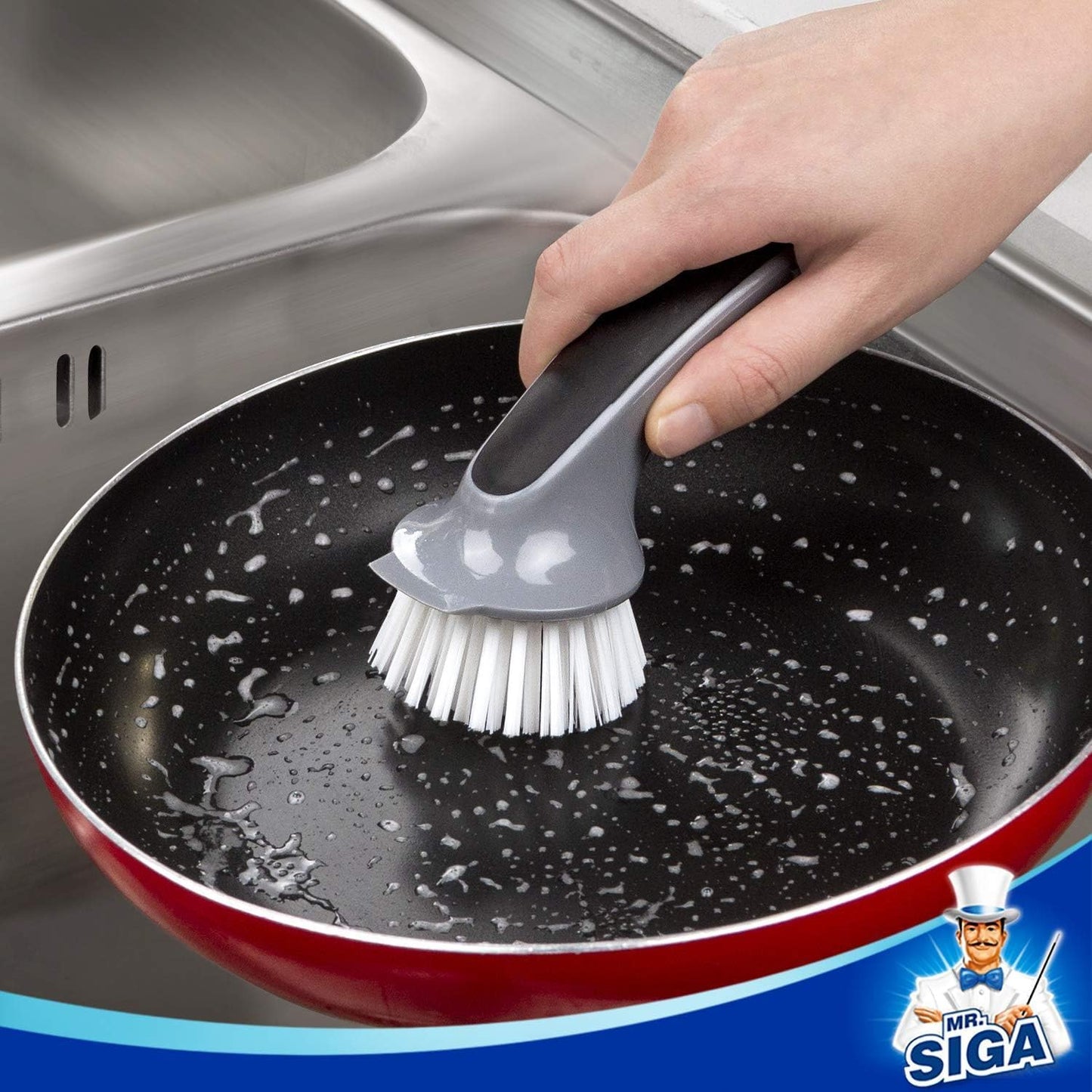 MR.SIGA_Pot_and_Pan_Cleaning_Brush,_Dish_Brush_for_Kitchen,_Gray,_Pack_of_2