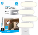 GE Ultrabrite LED Light Bar Night Lights Plug Into Wall Room Decor Ambient Lighting Dusk to Dawn Sensor Bright Nightlight, White, 100 Lumens, 2 Pack