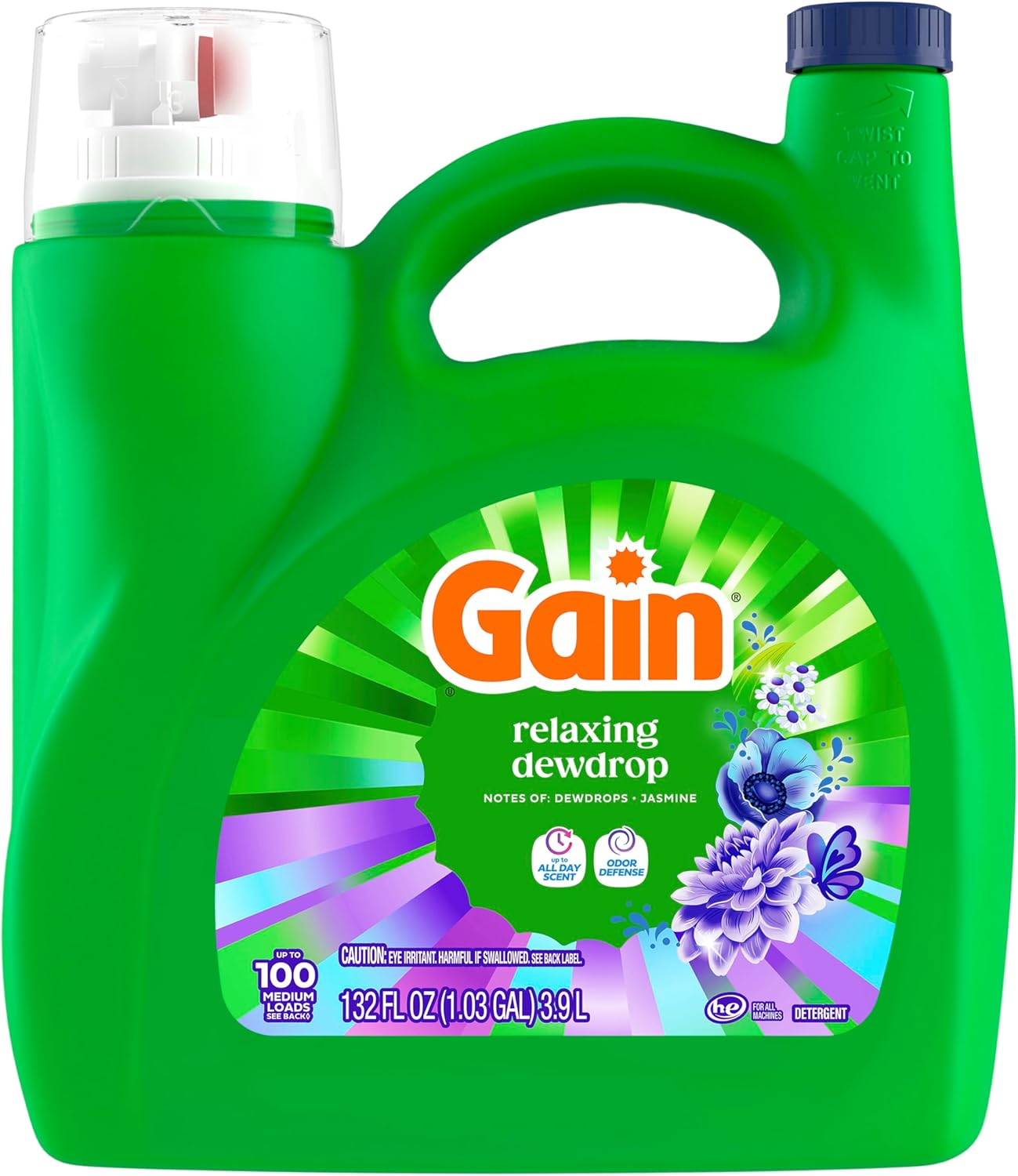 Gain_Liquid_Laundry_Detergent,_With_Odor_Defense,_Relaxing_Dewdrop_Scent,_Laundry_Soap_For_HE_Washing_Machines,_132_fl_oz,_100_Loads_(Packaging_May_Vary)
