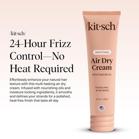 Kitsch_Smoothing_Air_Dry_Cream_for_Hair_–_Frizz_Control_Hair_Care_Product_with_Castor_Oil_&_Coconut_Oil_–_Weightless_Styling_Cream_-_Enhances_Natural_Texture_Appearance_|_Ideal_Gifts_for_Women_–_5_oz