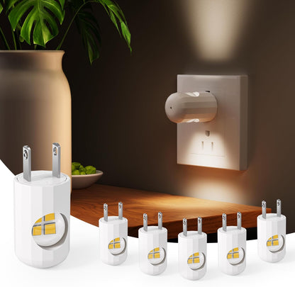 6_Pack_Mini_LED_Night_Light_Plug_in_Wall_-_Dusk_to_Dawn_Auto_On/Off,_2700K_Warm_White_(200_Lumen/20W_Equivalent),_360°_Adjustable_Lighting_for_Bedroom,_Bathroom,_Stairs,_Kids_Room,_Hallway
