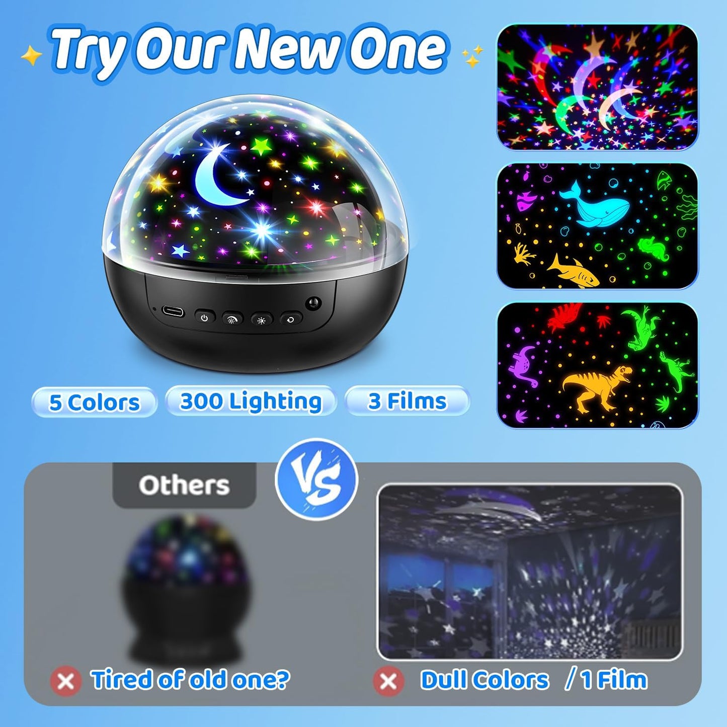 COOLNIGHT_Night_Light_for_Kids,93_Lighting+3_Films_Kids_Night_Light_Projector,Remote+Dimmable_Star_Projector,360°_Ceiling_Stars_Glow_in_The_Dark_Stars,Christmas_Gifts_for_4_Year_Old_Boy_Birthday_Gift