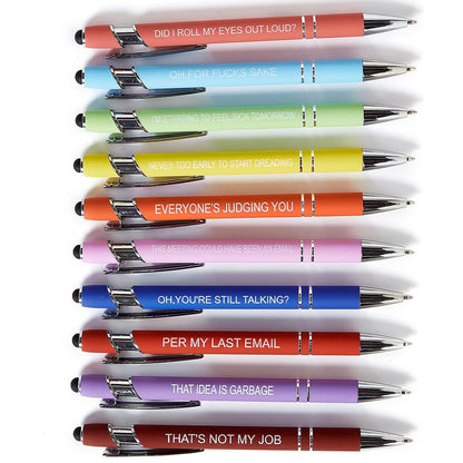 HLPHA Funny Pens Colorful Ballpoint Pens with Inspirational Quotes and Touch Screen Function Office Gifts
