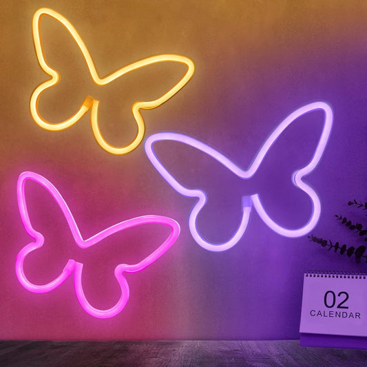BRIGHTDECK_3_Pcs_Butterfly_Neon_Signs,_Neon_Light_for_Bedroom,_USB_or_3-AA_Battery_Powered_LED_Wall_Decor_for_Valentines_Day_Birthday_Gift,_Wedding,_Party,_Home_Decor_(Pink,_Purple,_Warm_white)