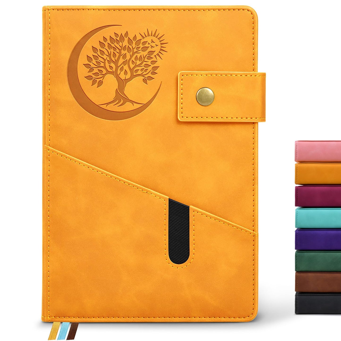 PAIBAS Blank Journal Notebook, A5 Hardcover Leather Sketchbook with 200 Pages Thick Blank Paper for Men Women, Unlined Drawing &amp;amp; Writing Journal, 5.9&amp;#34; x 8.4&amp;#34; Plain Notebook (yellow)