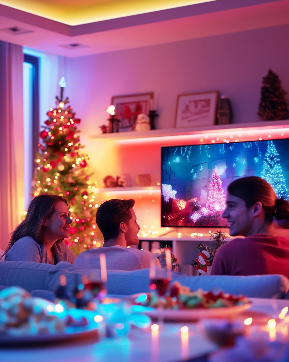 HitLights_LED_Strip_Lights,_4_Pre-Cut_Waterproof_RGB_Small_LED_Light_Strip_Kit_Dimmable_Color_Changing_SMD_5050_LED_Tape_Light_with_RF_Remote,_UL-Listed_Power_Supply_and_Connectors_for_TV_Bedroom_Home