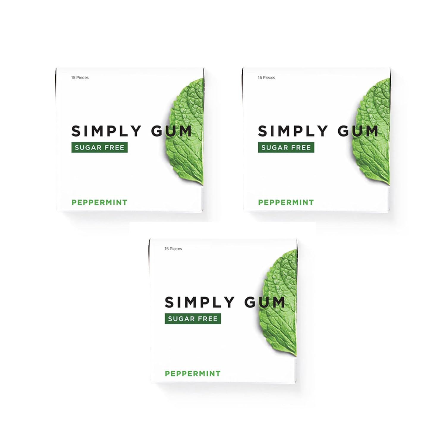 SIMPLY_Gum_|_Xylitol_Sugar_Free_Chewing_Gum_|_Peppermint_|_Pack_of_Three_(45_Pieces_Total)_|_Synthetic_Free_+_Sugar_Free_+_Aspartame_Free