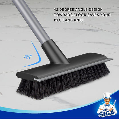 MR.SIGA_Floor_Scrub_Brush_with_Long_Handle,_2_in_1_Scrubber_and_Squeegee_for_Cleaning_Bathroom,_Patio,_Garage,_Wall,_Tile_with_Stiff_Bristles