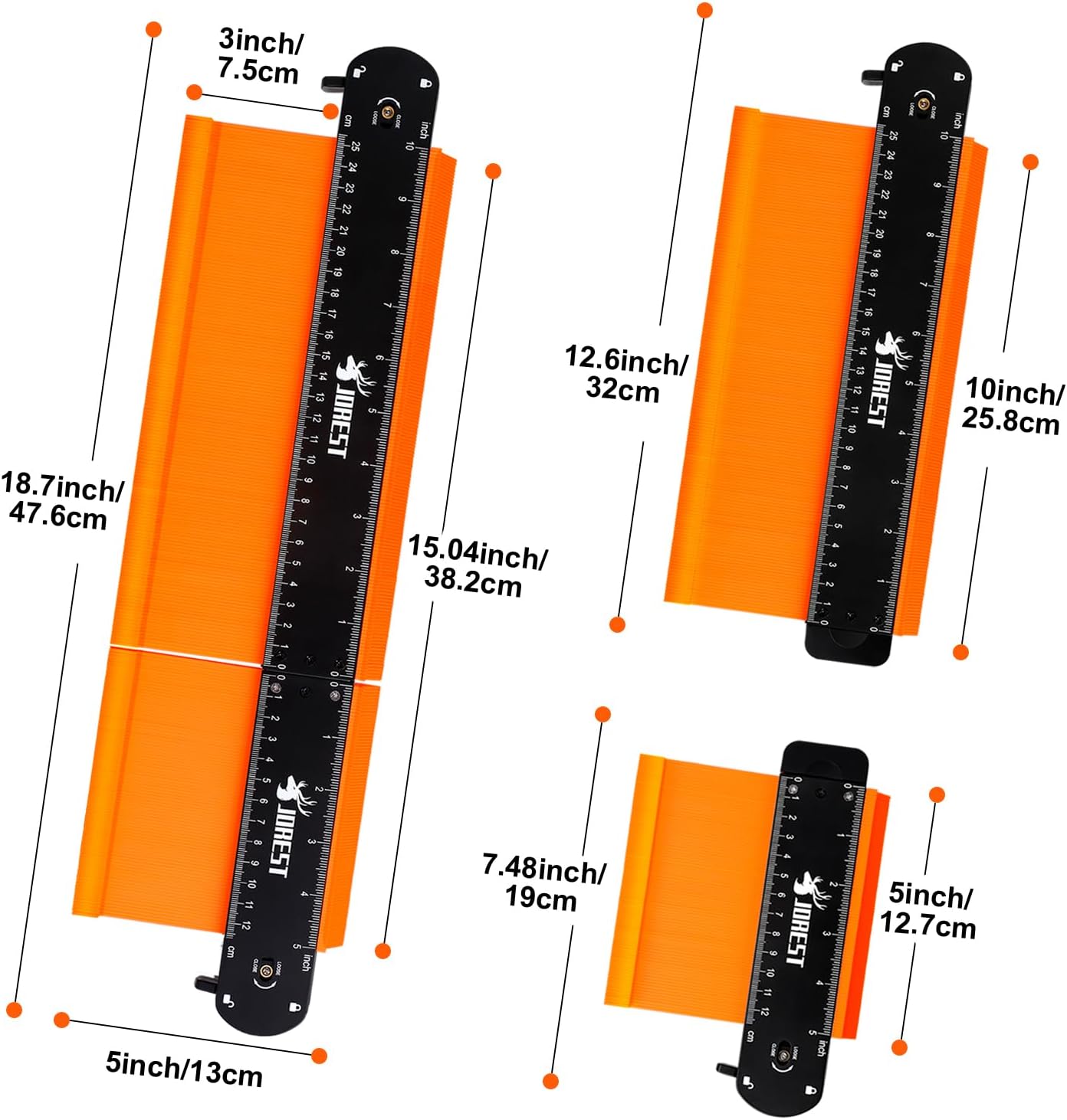 JOREST_Connectable_Contour_Gauge_(10+5_Inch),_Gifts_Ideas_for_Men_Dad_Handyman_Husband_Him,_Shape_Profile_Duplicator_with_Lock,_Outline_Angle_Measuring_Tool,_Template_tool,_Tile_Flooring,_Scribe_Edge