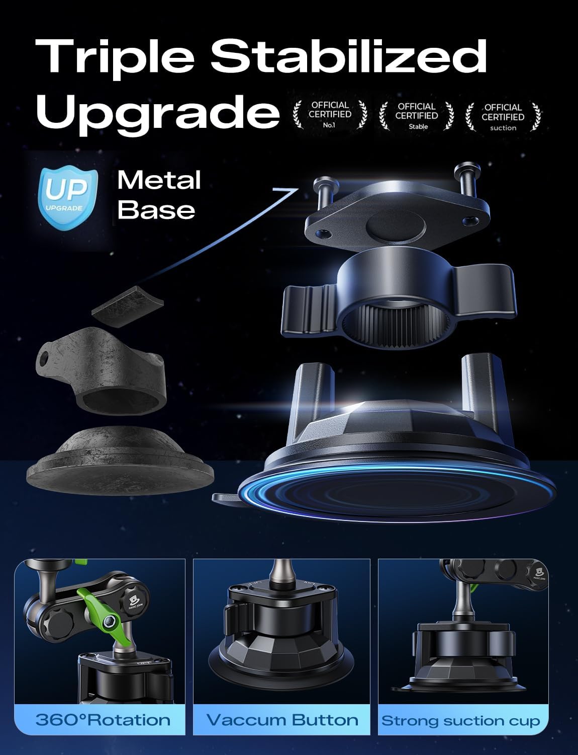 MAGIC_JOHN_Car_Phone_Holder,_Ultra-Durable_Mteal_Phone_Holders_for_Your_Car,_360°_Rotation_Cell_Phone_Car_Mount_for_Windshield,_Suction_Cup_Car_Phone_Mount_for_iPhone_Samsung_All_Smartphone