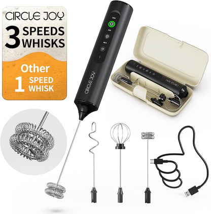 CIRCLE_JOY_Rechargeable_Handheld_Milk_Frother_Wand_with_3_Variable_Speeds,_3_Whisks_and_Storage_Box,_Electric_Drink_Mixer_for_Latte,_Cappuccino,_Hot_Chocolate,_Eggs_and_Protein_Powder,_Black