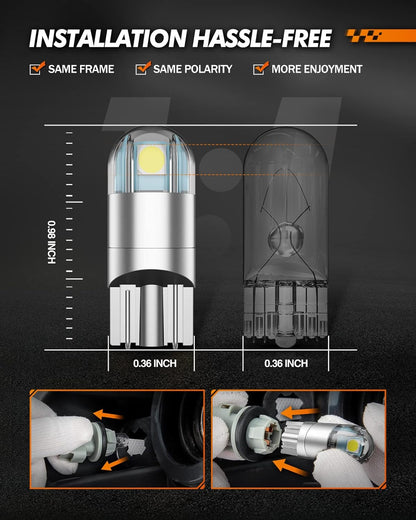 SEALIGHT_194_LED_Bulb_6000K_White,_License_Plate_Light,_Dome_Light,_T10_168_2825_W5W_3030_Bright_Chips_Wedge_for_Replacement_Light_Bulb,_Map_Trunk_Door_Courtesy_Dash_LED_Light_Bulb,Pack_of_10