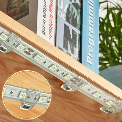 ATB-_100PACK_Outdoor_LED_Strip_Light_Mounting_Bracket_Fixing_Clips,One_Side_Clips_with_102_Pieces_Screws,Ideal_for_10_mm_and_12mm_Width_Silicone_Tube_IP67_Waterproof_Strip,_Clear