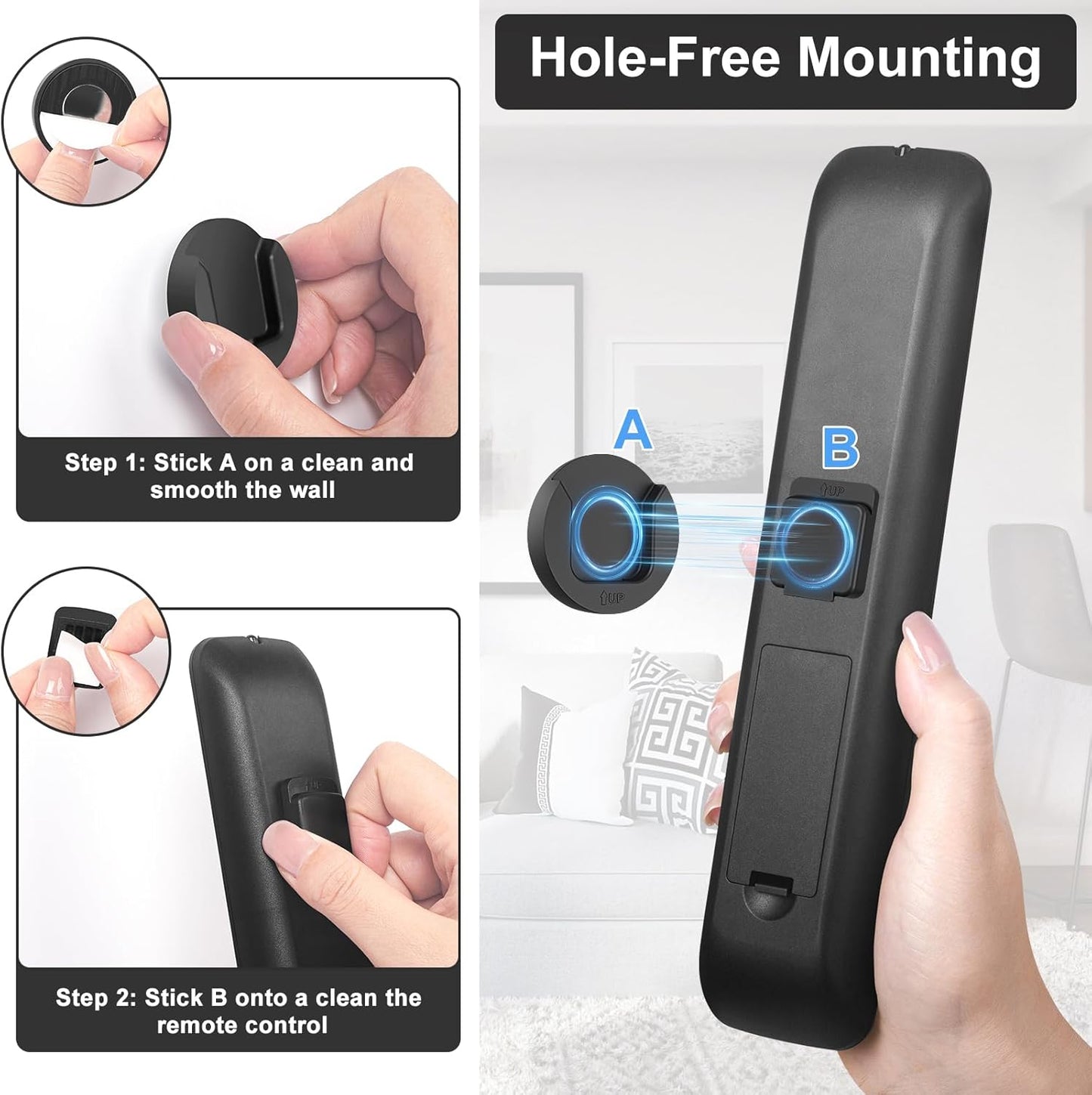 Magnetic_Remote_Control_Holder_Wall_Mount,_4_Pack_TV_Remote_Control_Holder_for_Fan/Air_Conditioner,_Self-Adhesive_Bedside_Caddy_for_TV_Backside/Bedroom/Office/RV_Home_Organizer_Storage(Black)